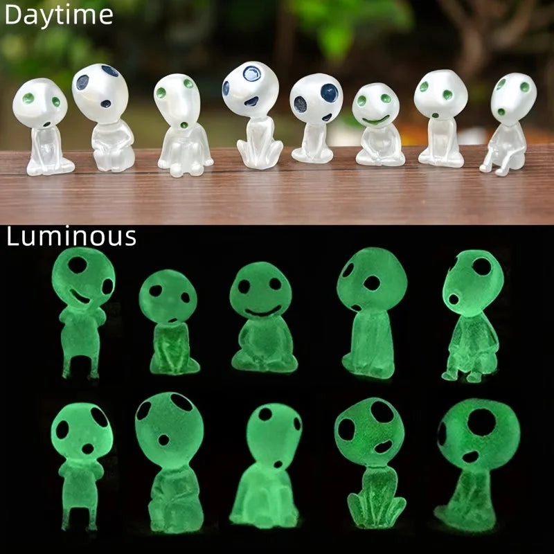 10pcs Luminous Resin Ghost Figures – Miniature Alien Décor for Aquarium, DIY Terrarium & Halloween Outdoor Decorations