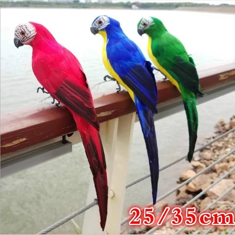 Handmade Simulation Parrot Figurine – 25/35cm Creative Feathered Bird Garden Ornament
