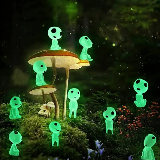 10pcs Luminous Resin Ghost Figures – Miniature Alien Décor for Aquarium, DIY Terrarium & Halloween Outdoor Decorations