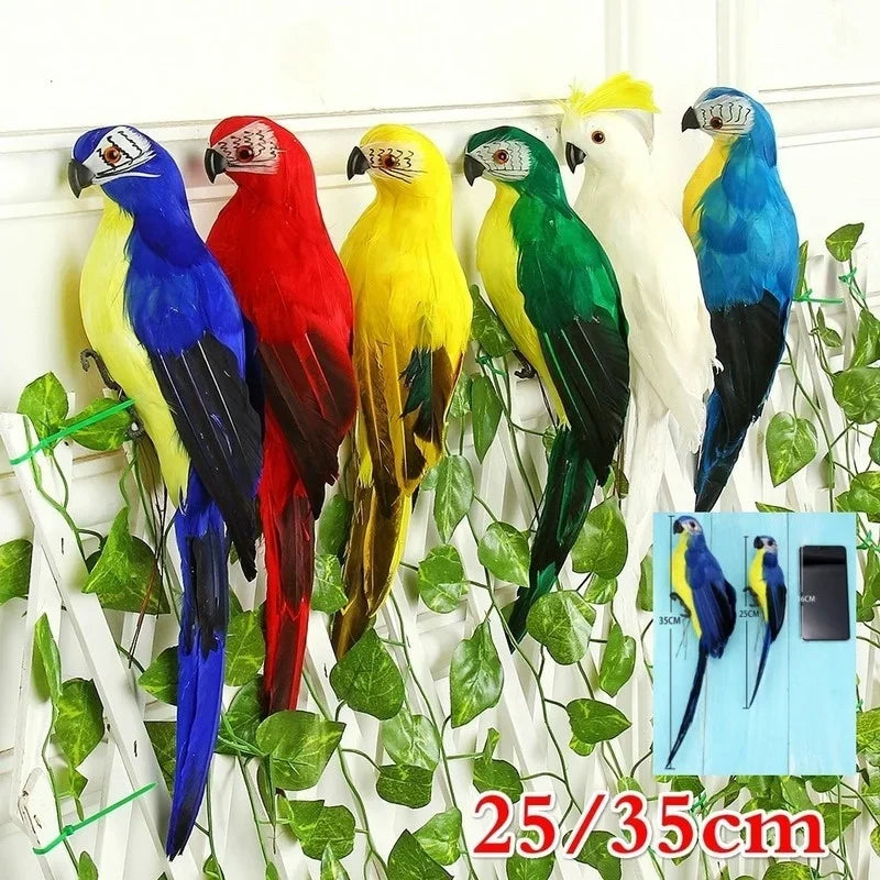 Handmade Simulation Parrot Figurine – 25/35cm Creative Feathered Bird Garden Ornament