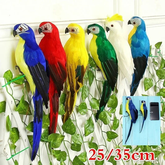 Handmade Simulation Parrot Figurine – 25/35cm Creative Feathered Bird Garden Ornament